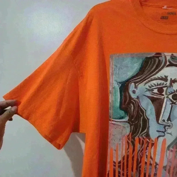 Fashion Nova Print Graphic Men's T Shirt Orange Short Sleeve Size XXL Cotton - Picture 5 of 7